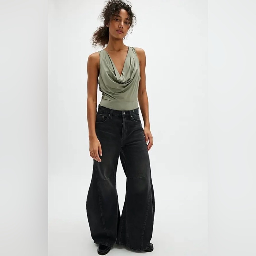 Free People When and Where bodysuit in sage size small